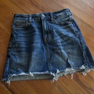American Eagle Outfitters Blue Distressed Mini Skirt